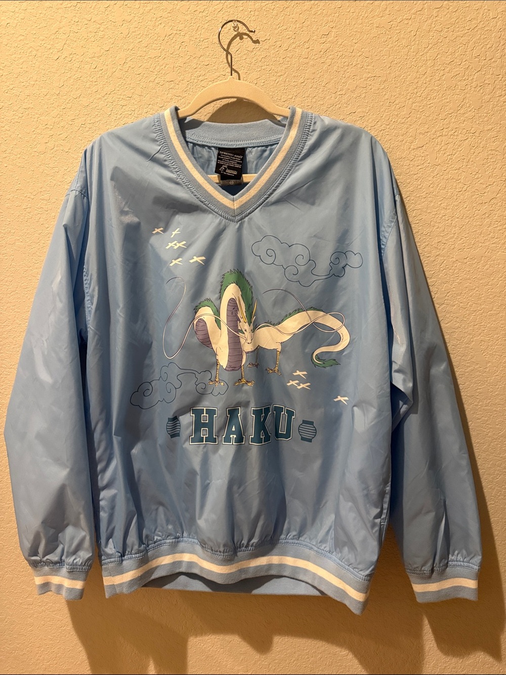 Studio Ghibli Spirited Away Light Blue 'Haku' Windbreaker Pullover Adult Medium